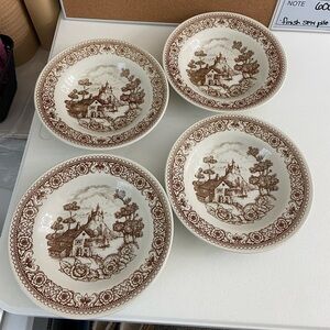 RARE Vintage 1960s patterned salad plates four set collectible Lozapenco,‎ Chile